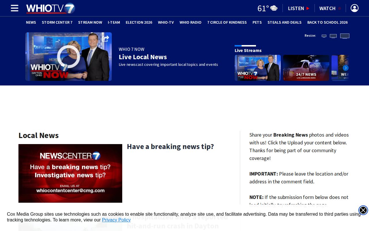WHIO Ohio local-news section used as an example of selective regional crime reporting